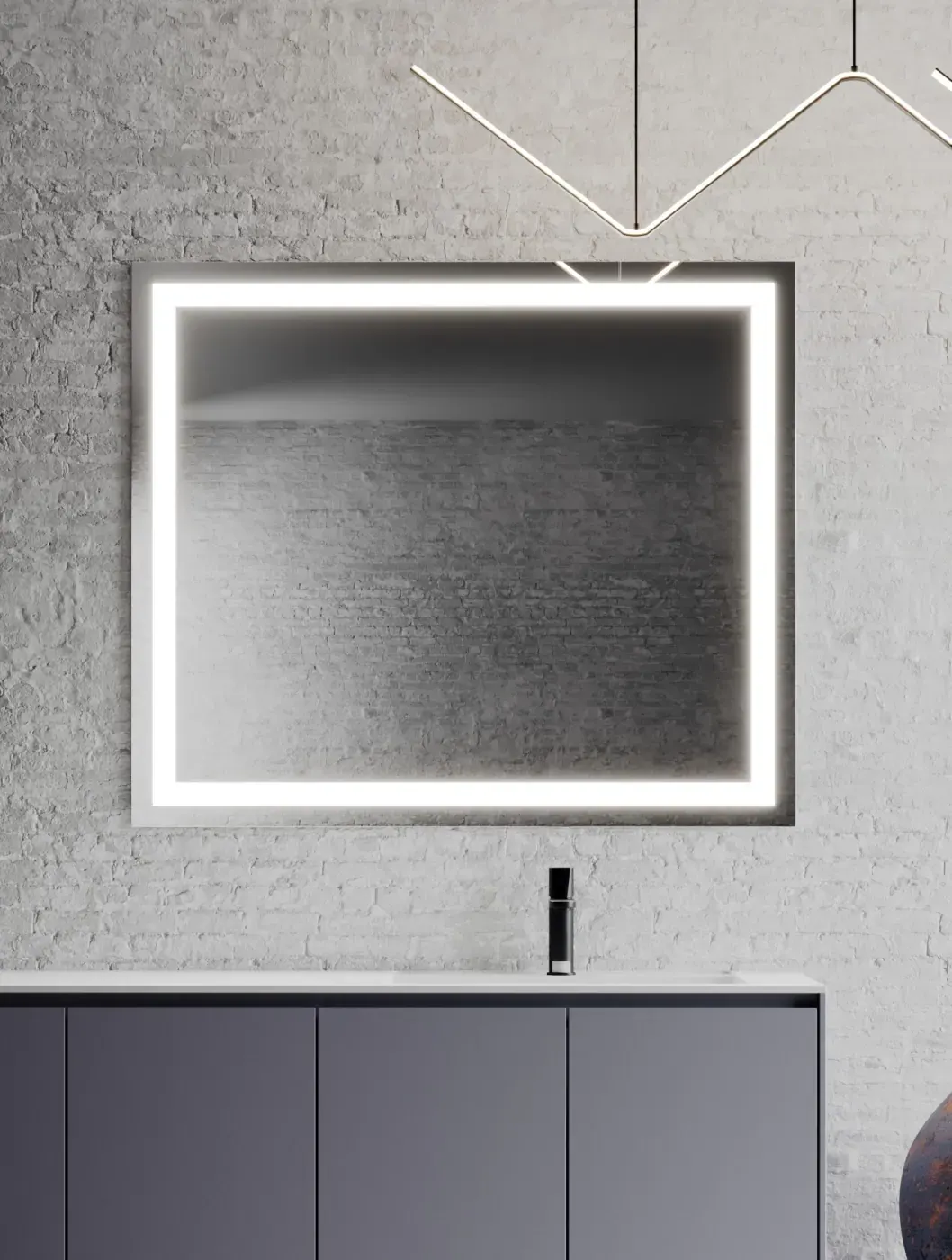 Briz Prybii Rect — Прямокутне дзеркало з передньою LED-підсвіткою