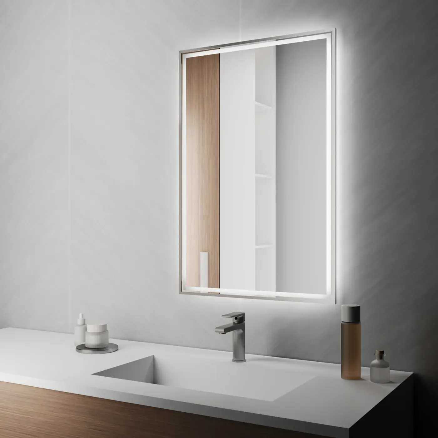 Port Slim Duo Rect — Прямокутне дзеркало в алюмінієвій рамі