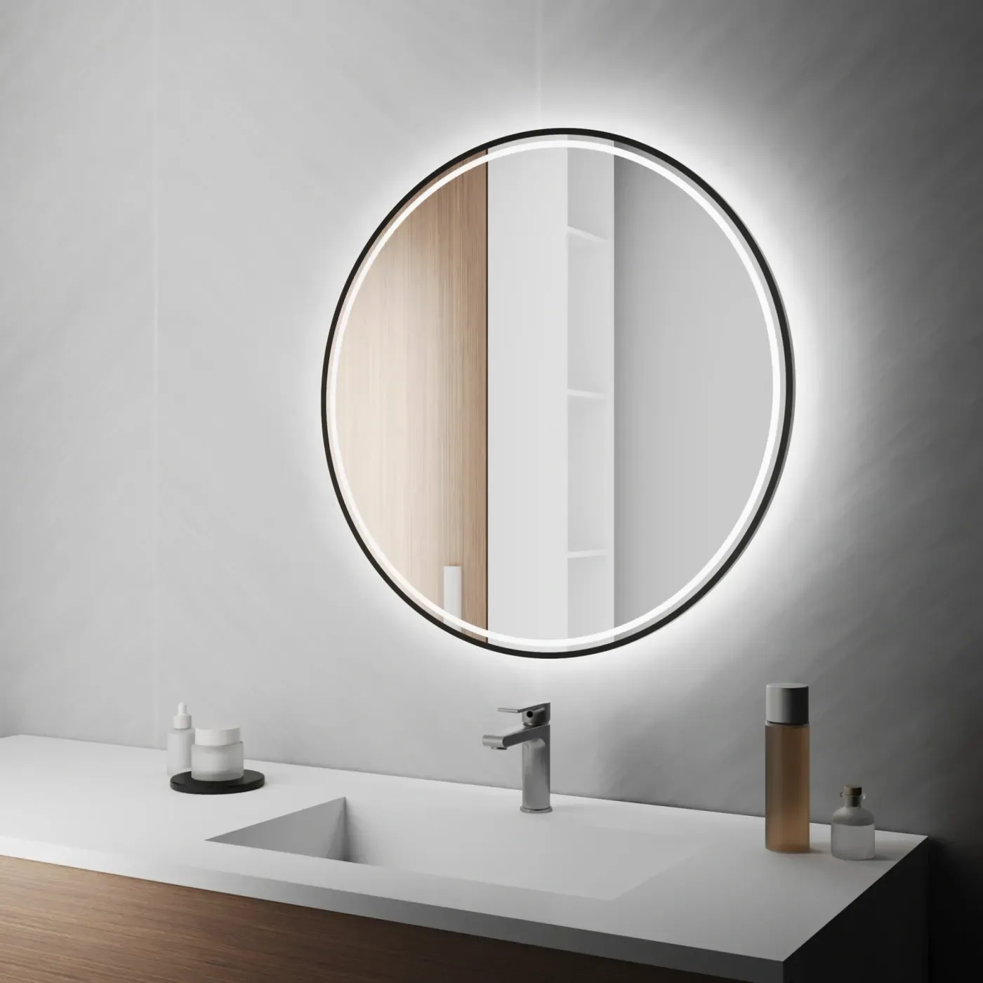 Port Slim Duo Round — Кругле дзеркало в алюмінієвій рамі