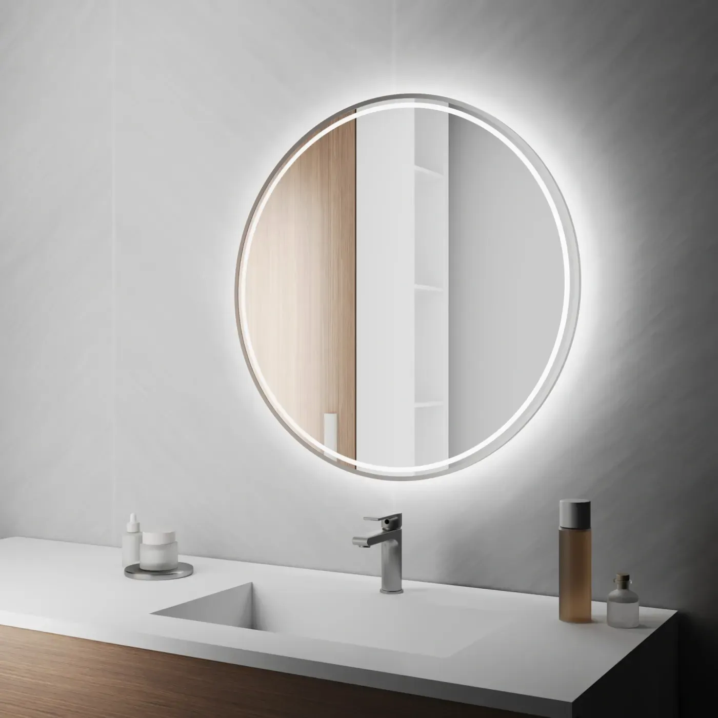 Port Slim Duo Round — Кругле дзеркало в алюмінієвій рамі