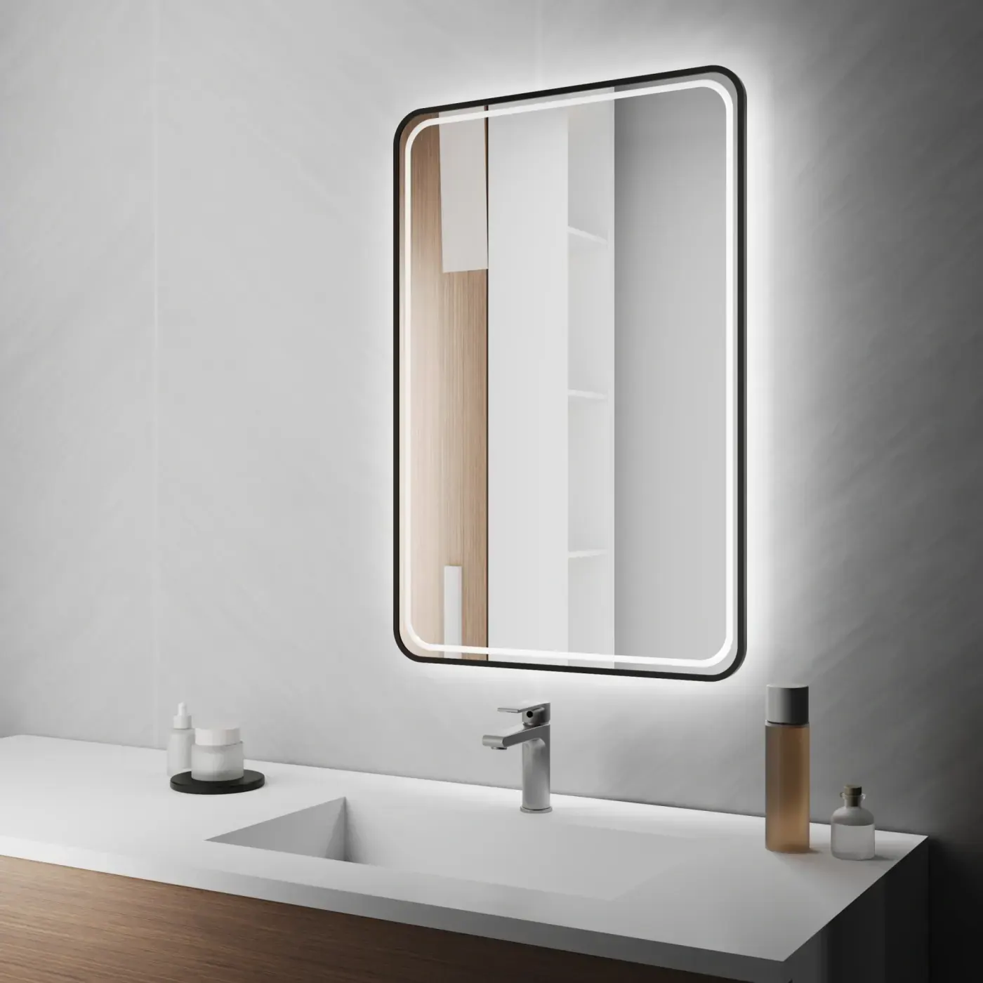 Port Slim Duo Soft — Дзеркало із заокругленими кутами в алюмінієвій рамі