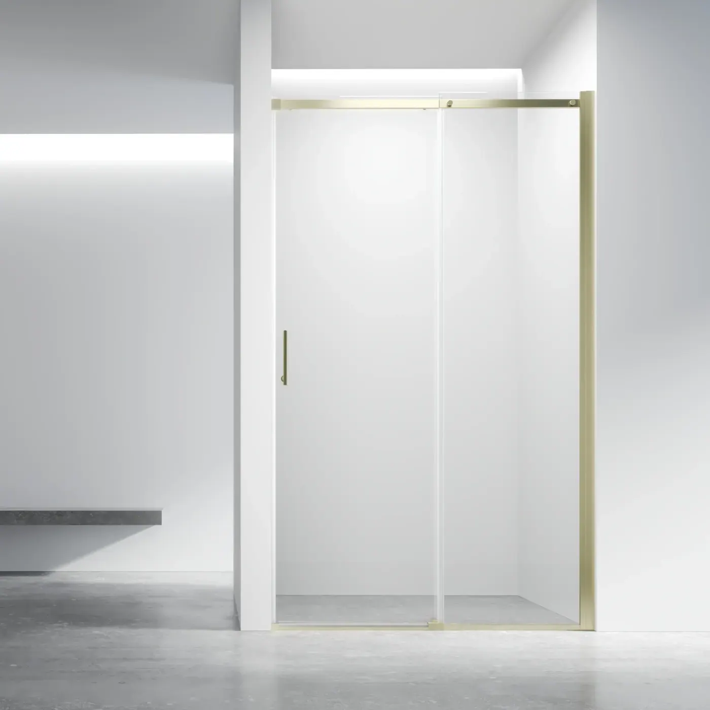 Prima Door Gold Brush — Скляні двері в душову нішу 6 мм, розсувні двері, готові розміри