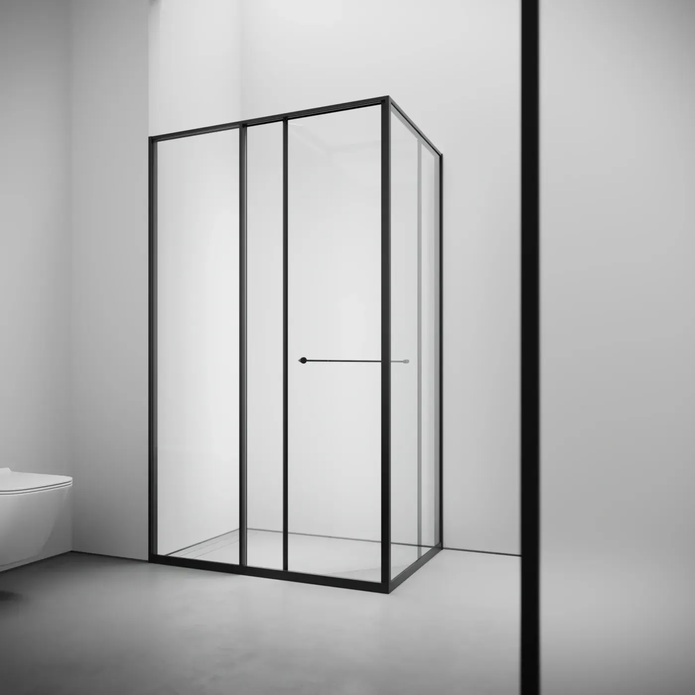 Riviera Black — Кутова душова кабіна з гартованого скла 8 мм, розсувні двері