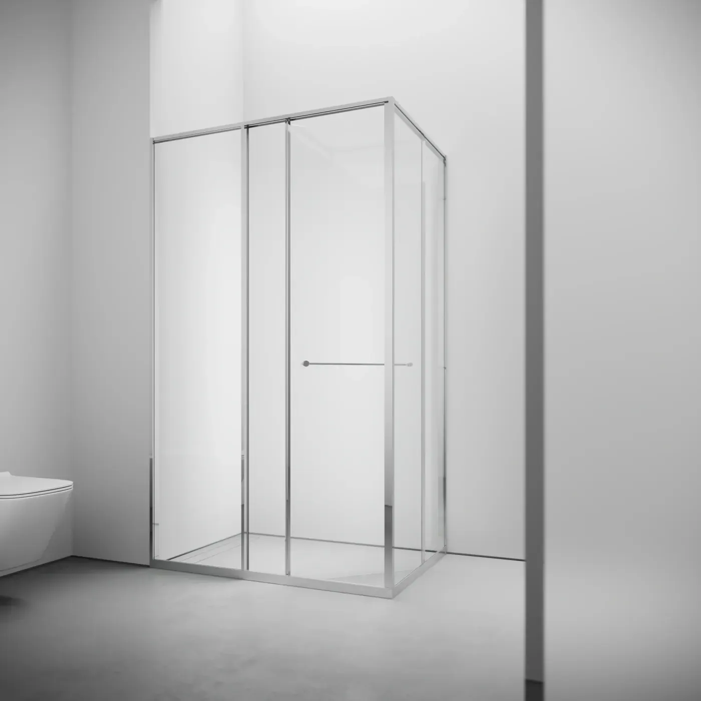 Riviera Chrome — Кутова душова кабіна з гартованого скла 8 мм, розсувні двері
