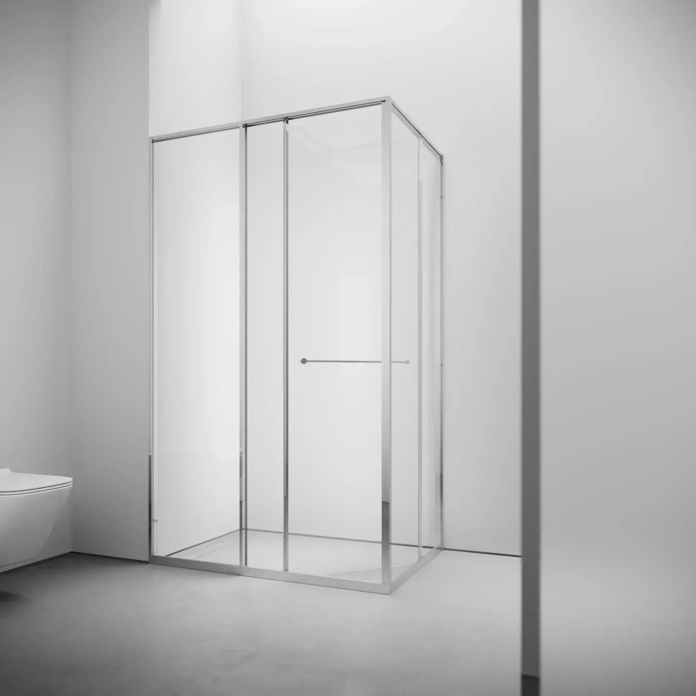 Riviera Chrome — Кутова душова кабіна з гартованого скла 8 мм, розсувні двері
