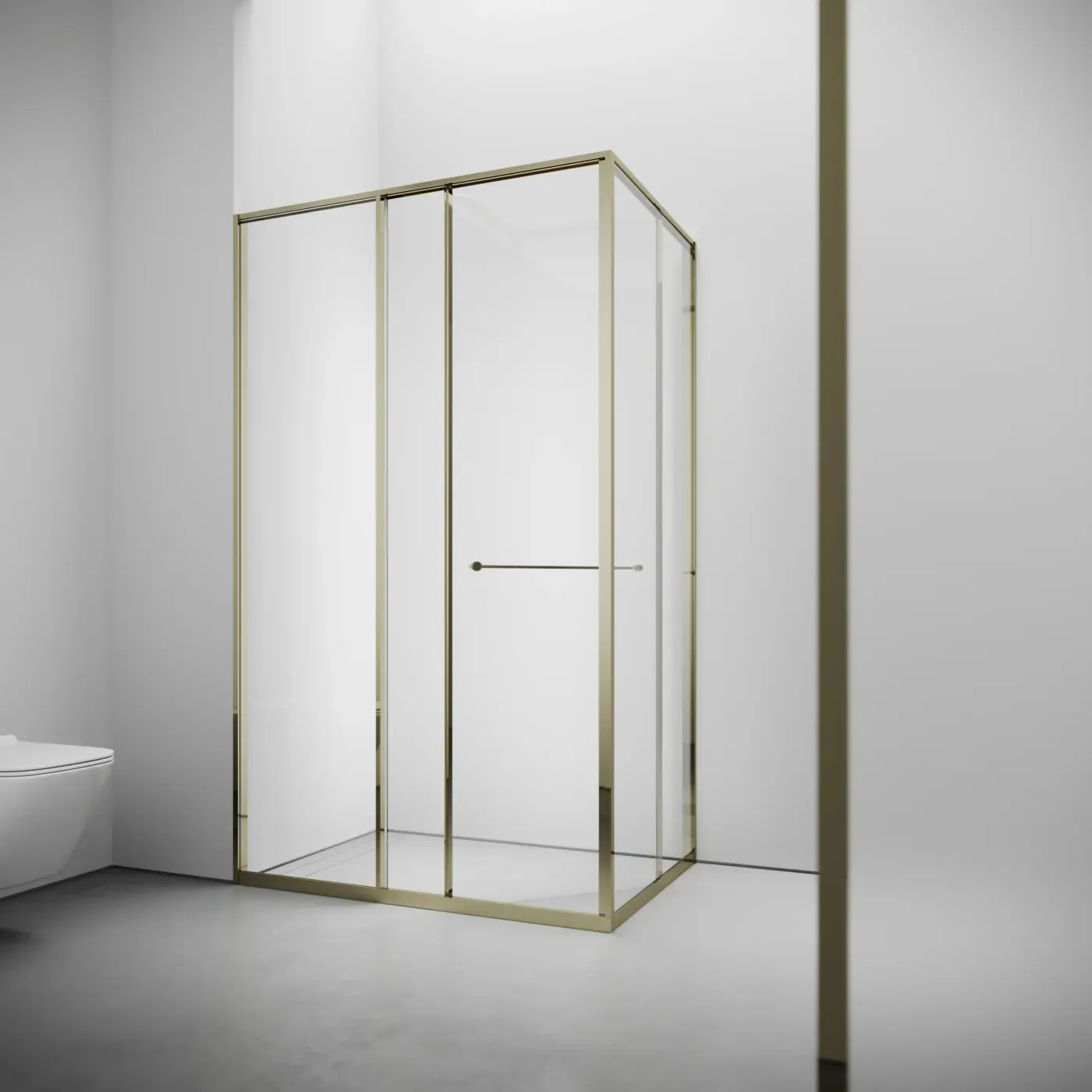 Riviera Gold — Кутова душова кабіна з гартованого скла 8 мм, розсувні двері