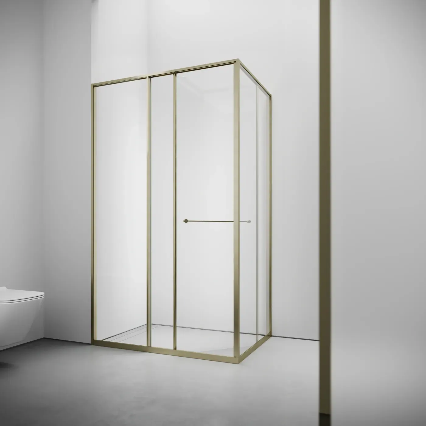 Riviera Gold Brush — Кутова душова кабіна з гартованого скла 8 мм, розсувні двері