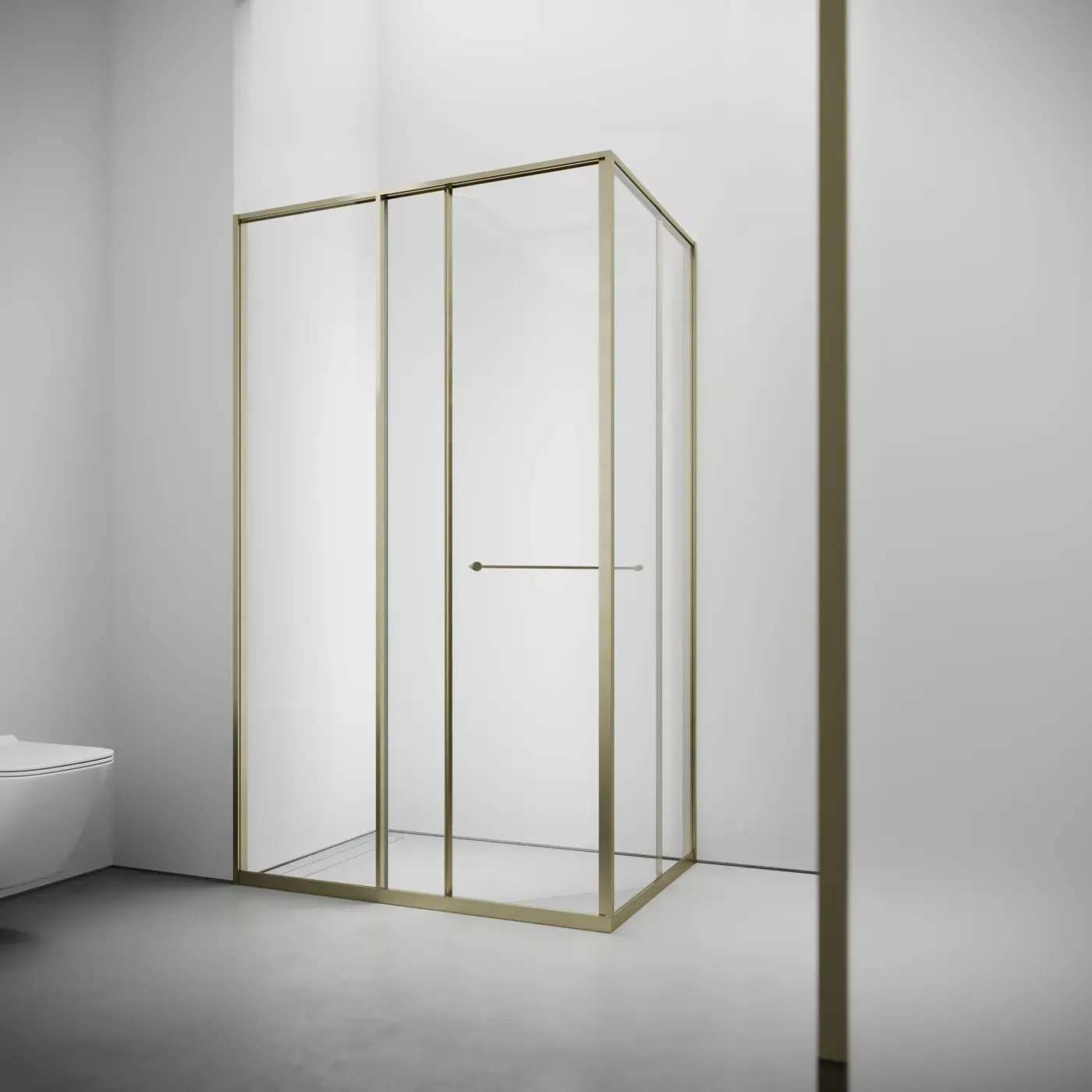 Riviera Gold Brush — Кутова душова кабіна з гартованого скла 8 мм, розсувні двері